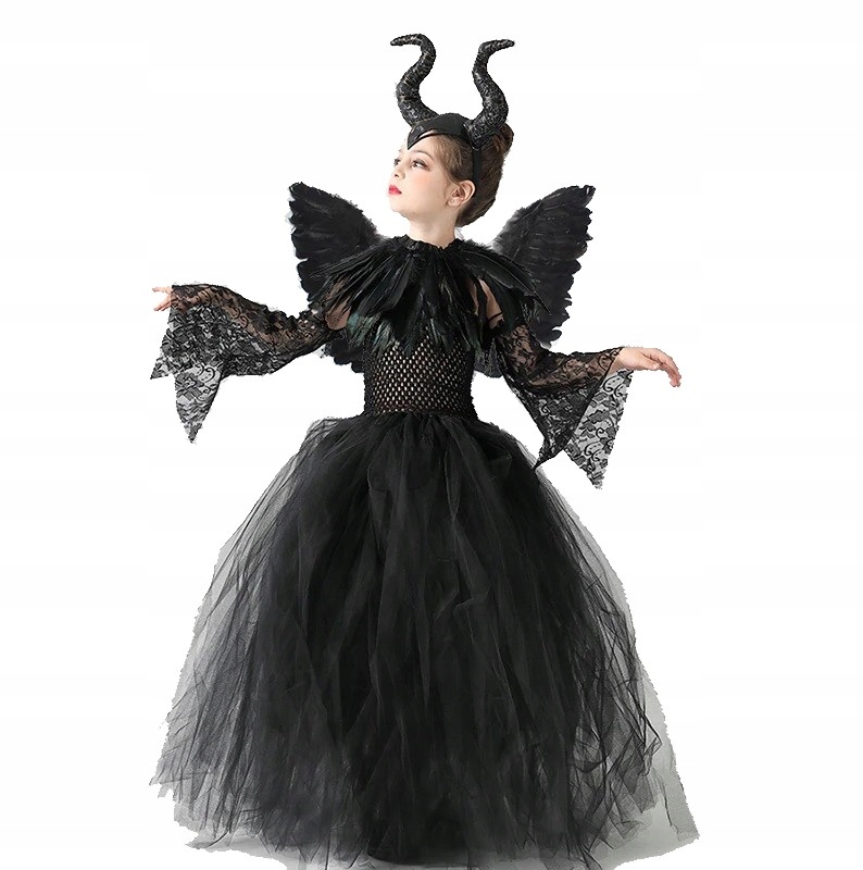 Kostým pre dievča - Diabolaina čarodejnícky kostým Maleficent CN 104