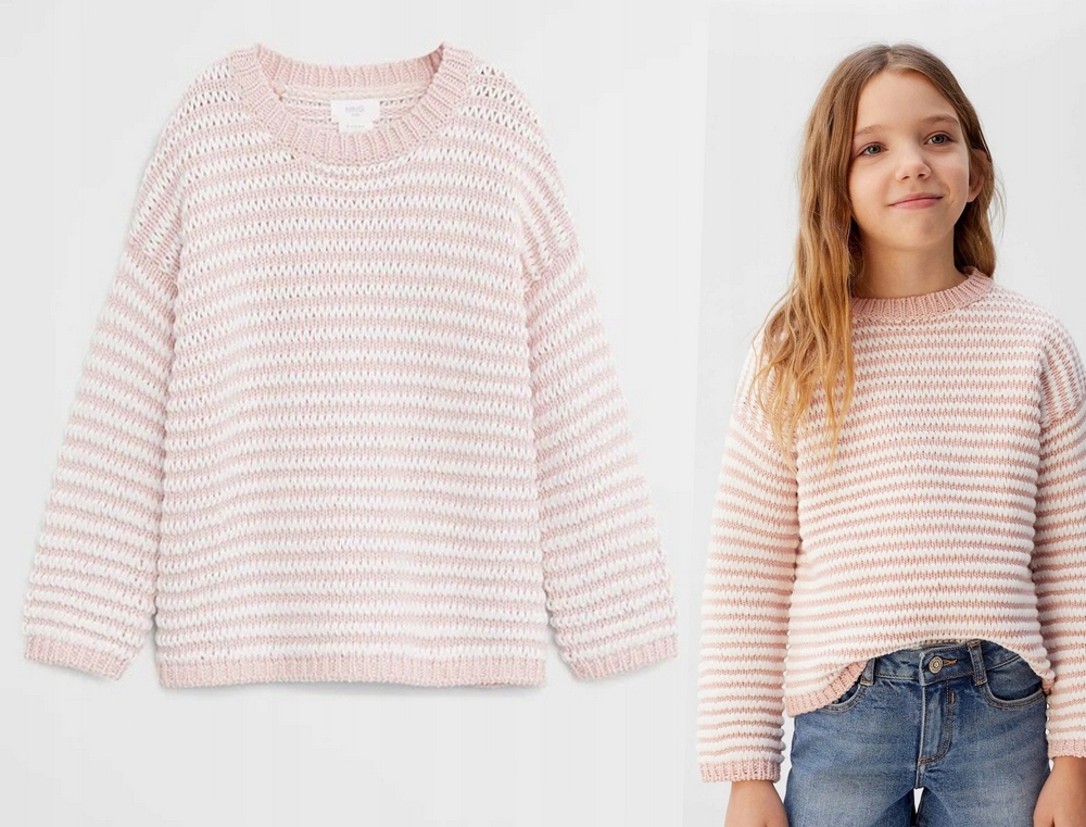 Detský sveter - Zara 134 Ecru sveter, ružová