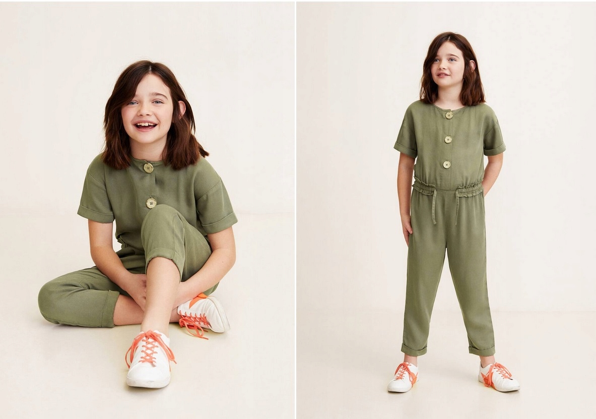 Detská kombinéza - Mango Summer Suit 116 Khaki, modrá