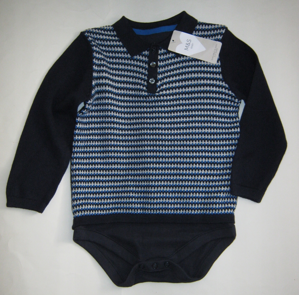 Detský sveter - Marks & Spencer 98 SVELL BIELA, NAVY BLUE, BLUE