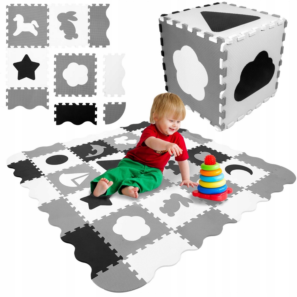 Vzdelávacia podložka - Vzdelávacia mata penová puzzle Playpen 53 El XXL 3in1 pre deti veľká hrubá