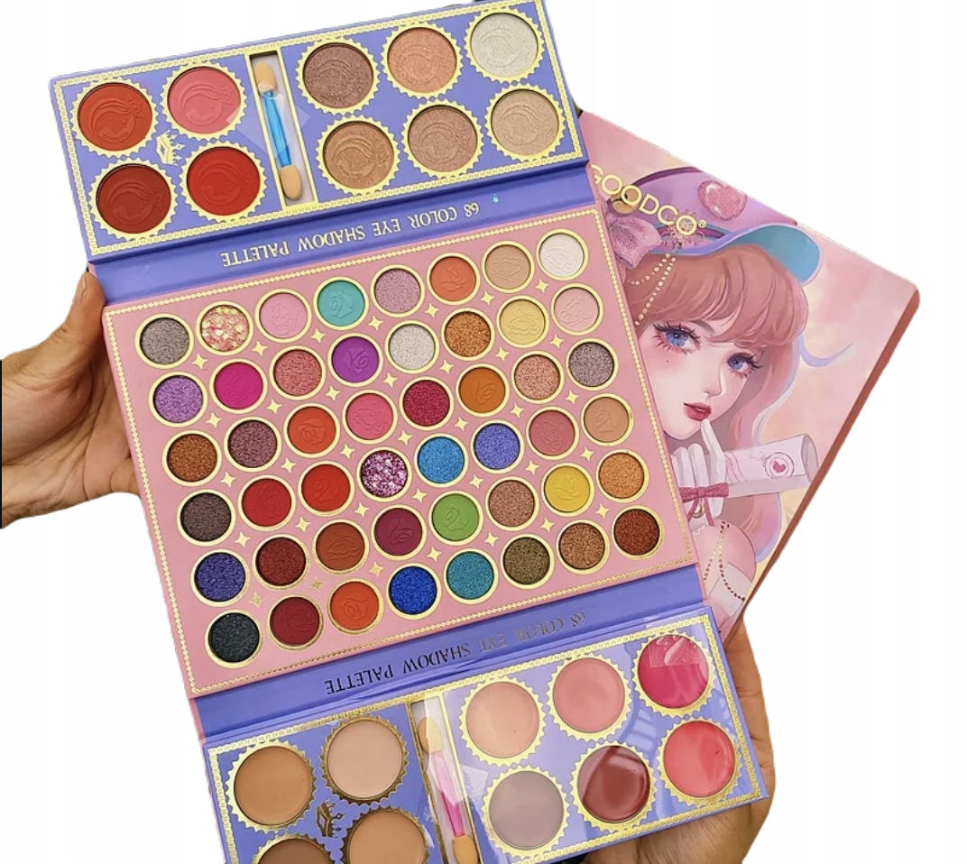 Detský make up - MEGA VEĽKÁ SADA MALIARSKA PALETA KOZMETIKA MEJKAP PRE DETI 68 FARB.