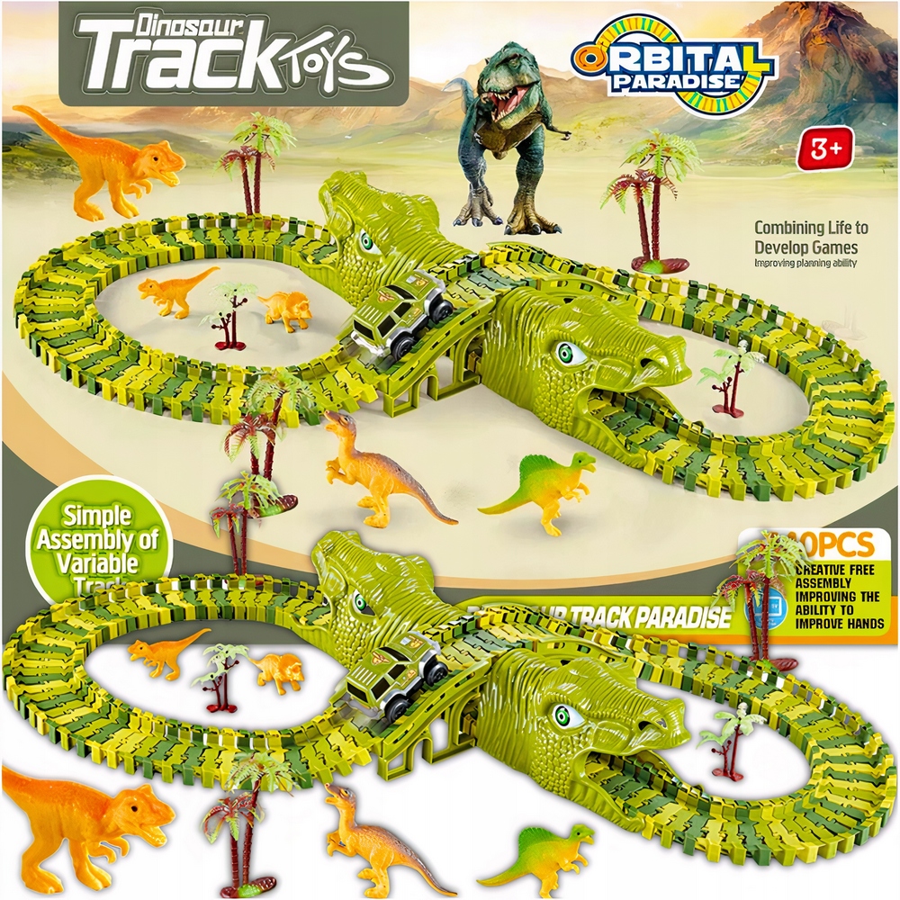 MEGA RACE TRACK XXXL DINOSAUR AUTO DINO PARK 169 ks. DINOSAURY