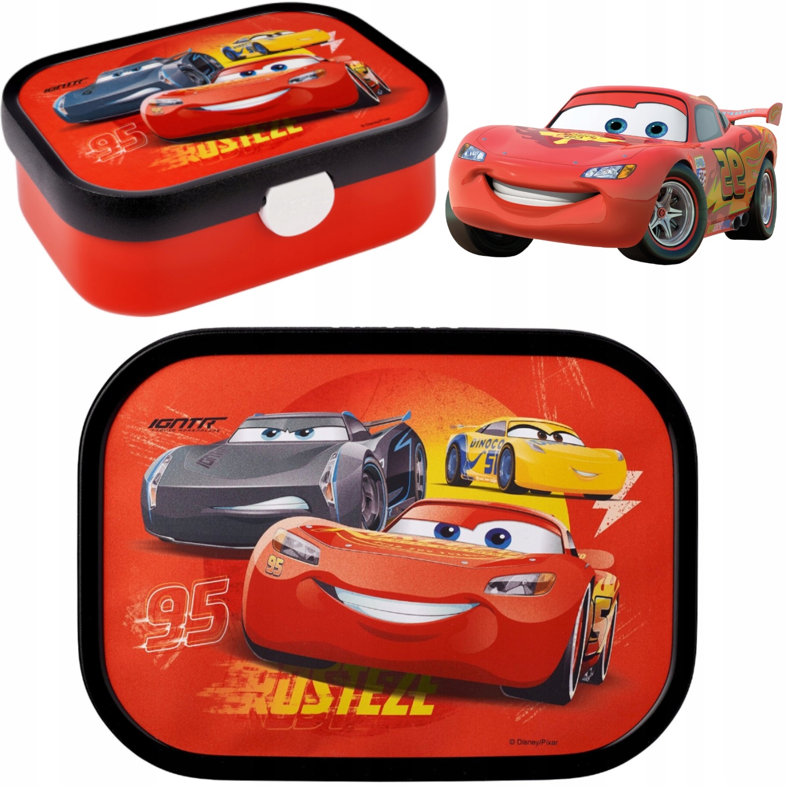 Detský desiatový box, fľaša - Mepal Lunchbox Breakfast Autá kľukatý