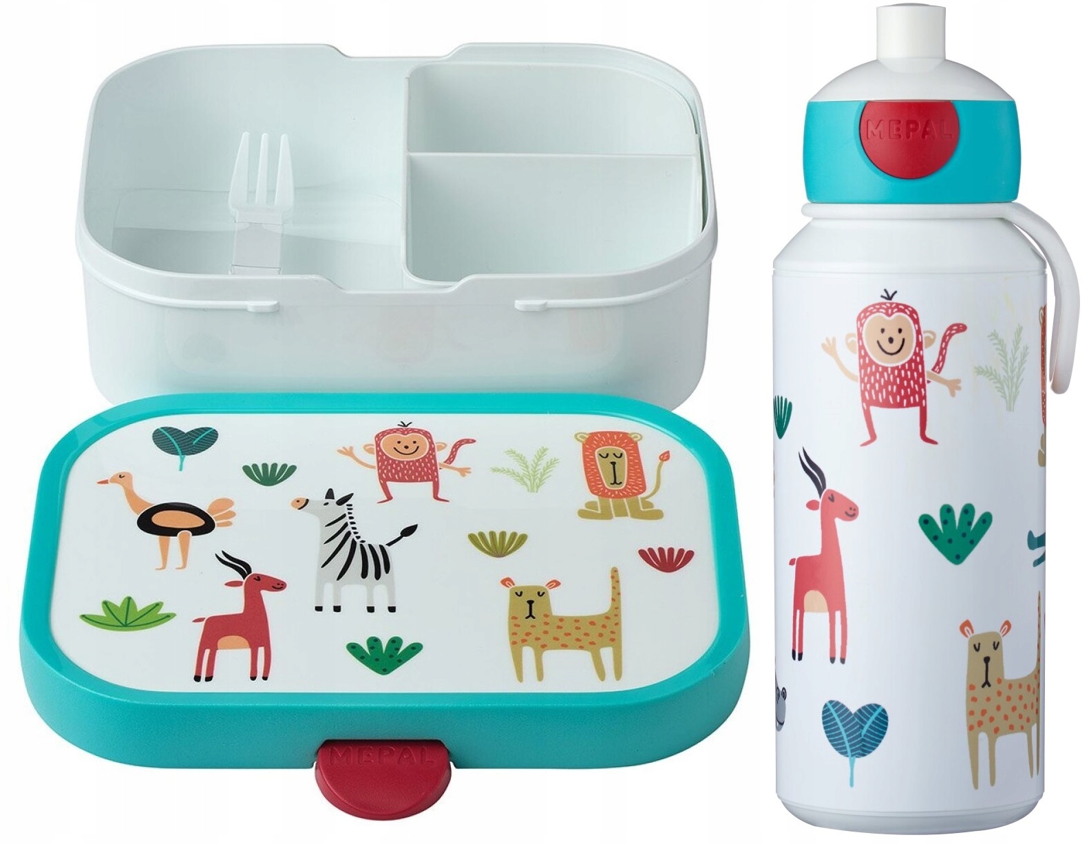 Detský desiatový box, fľaša - Mepal Lunchbox Bidon Kids Animal Friends