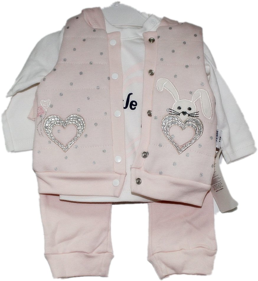 Detský komplet - Detská súprava 74 ECRU, Pink, Silver 3 PCS.