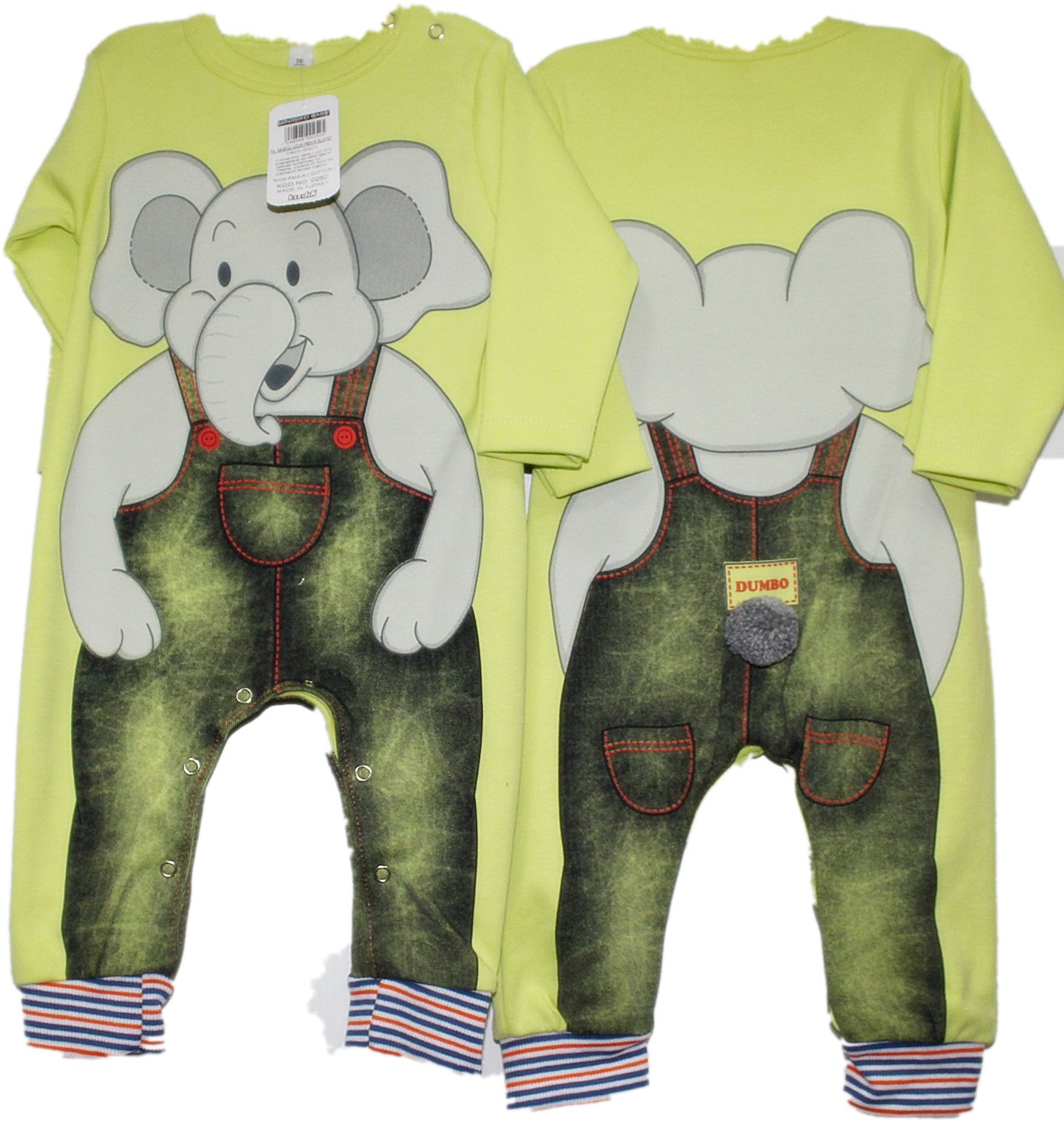 Dupačky -  Baby Rampers 74 čierna, šedá, zelená, žltá