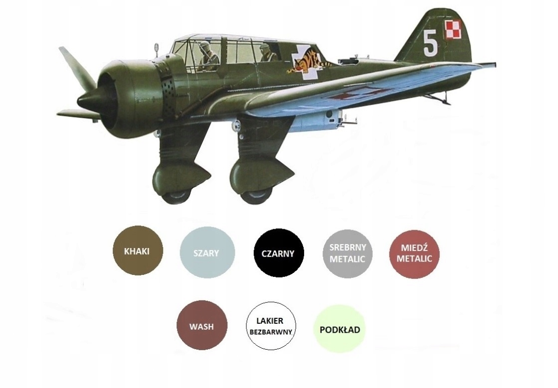 MODEL na lepenie lietadla PZL 23B KARAŚ Sada I: farba, lak