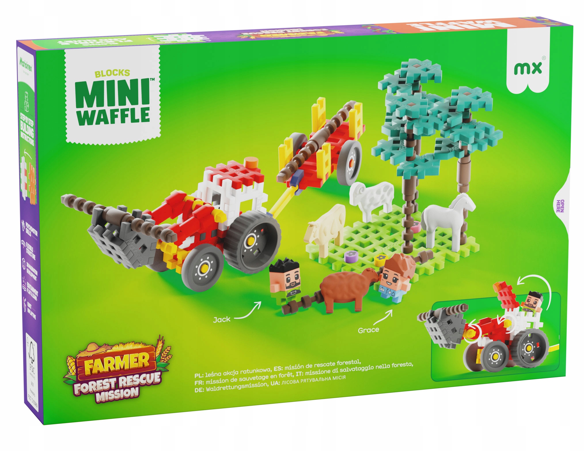 Marioinex mini kocky WAFFLE FARMER - Záchranná operácia v lese, 100 dielikov