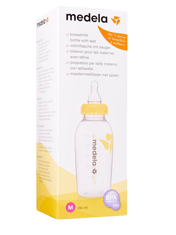 Fľaša s medela cumlík 250 ml žltej