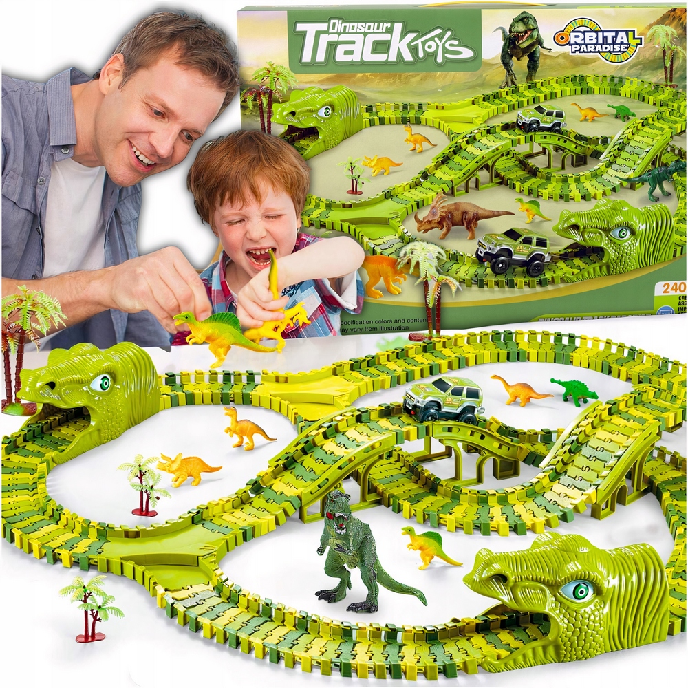 Autíčko pre deti - Mega Racing Track Dinosaur Park Magic Track s 270 prvkami + auto