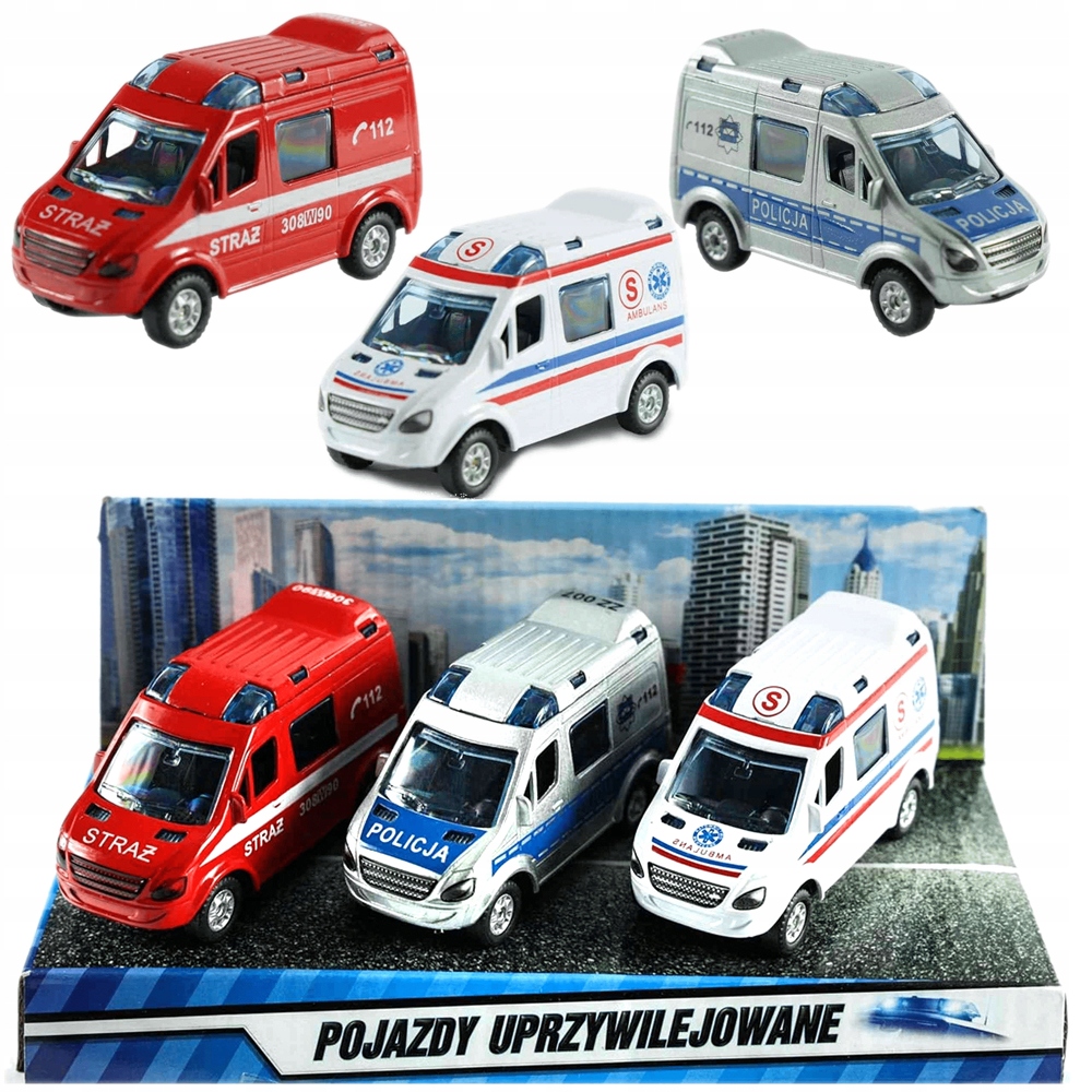 Detská sanitka - Kovové malé mini autíčka 8 cm, policajný výcvik, Hipo ambulancia, jazdné autá