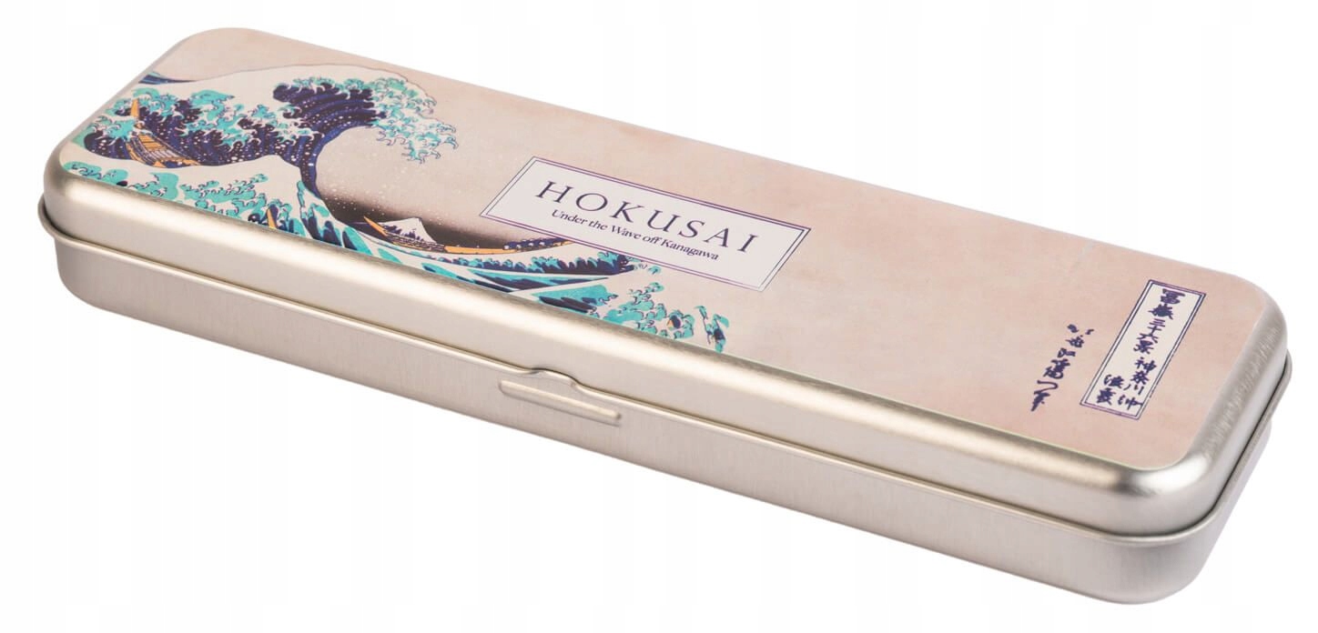 Hokusai Kanagawa vlnové kovové puzdro s pastelkami