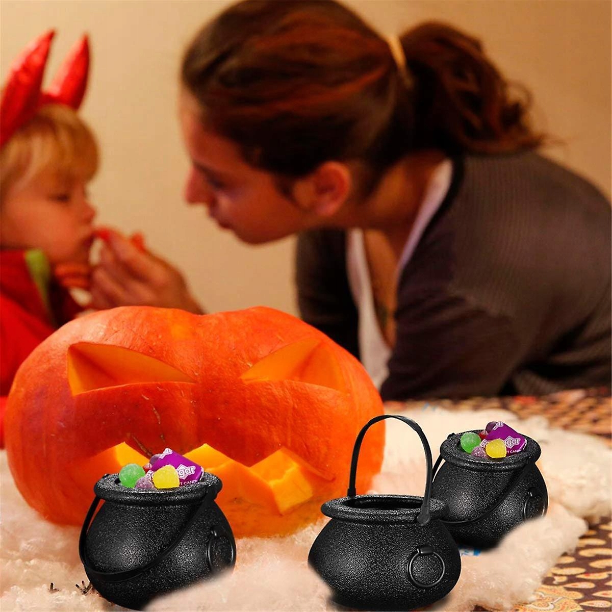 Miniatúrne kanvice na sladkosti, držiaky na halloweenske dekorácie, 12 ks.