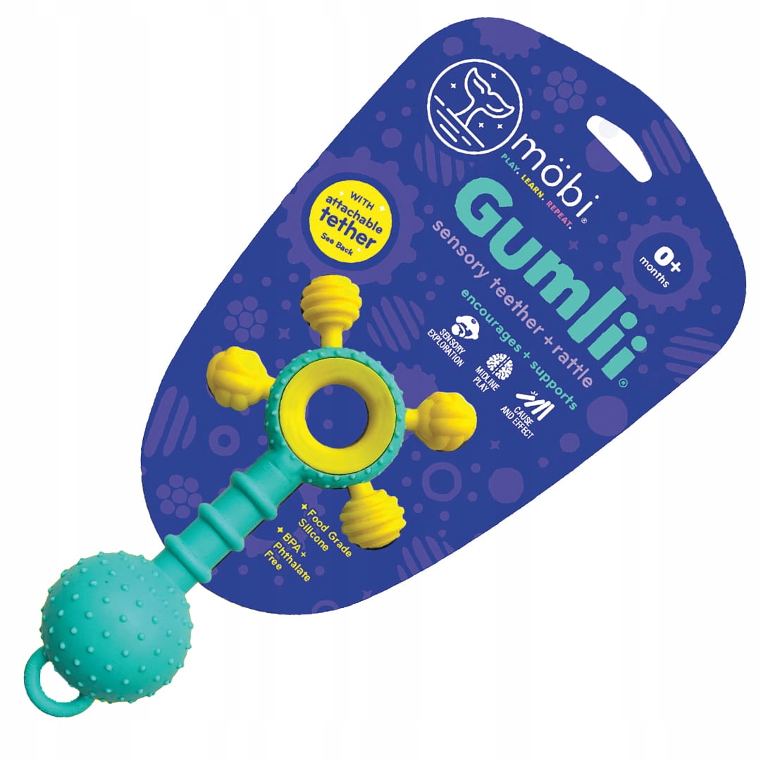 Senzory Teether möbi silikónové odtiene modrej