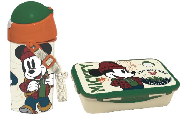 Detský desiatový box, fľaša - Mickey Mouse fľaša na vodu a obedár pre mikro
