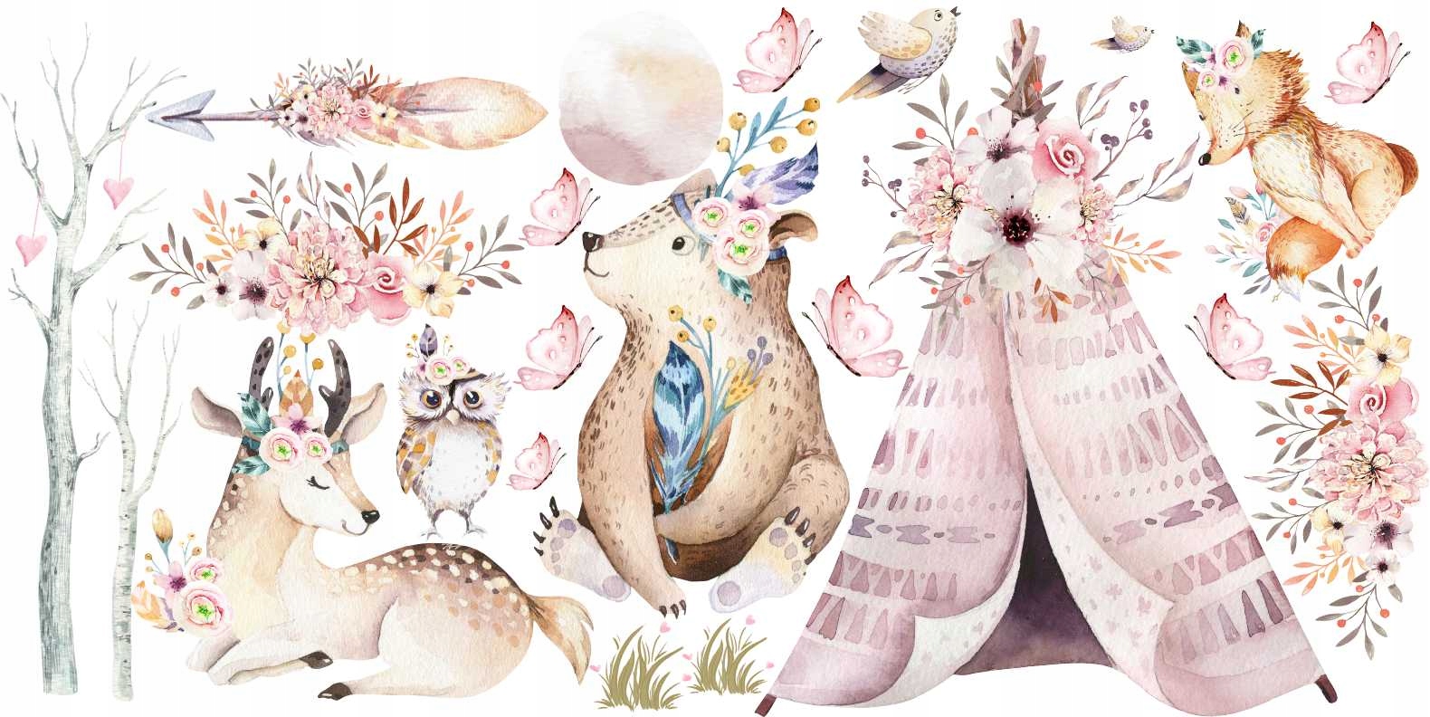 Nástenné nálepky Animal Deer Boho Rose max