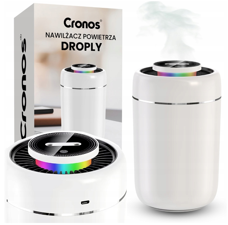 Zvlhčovač, ultrazvukový zvlhčovač Cronos Air Houdifier LED USB Veľký 3L 3 v bielej farbe