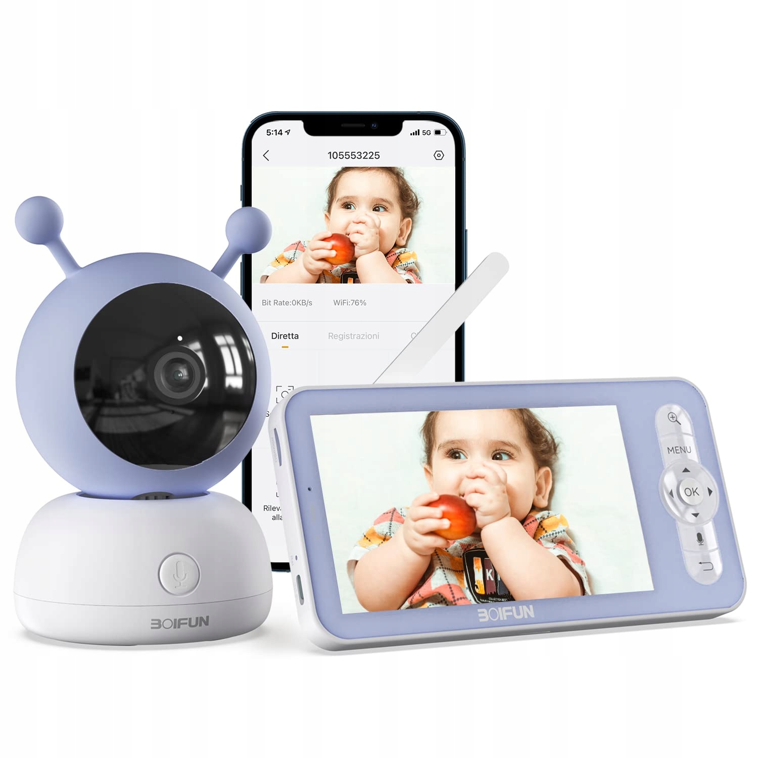 Opatrovateľka BOIFUN Baby 2S WiFi 1080P biela