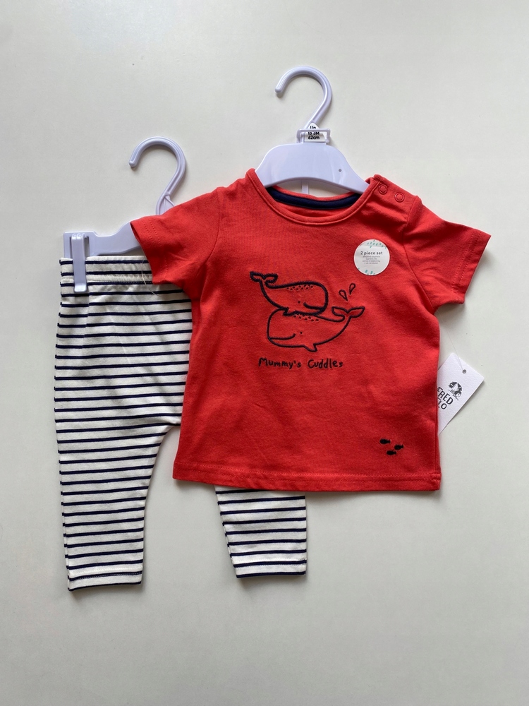 Detský komplet - Baby Set F&F 62 biela, čierna, oranžová 2 ks.