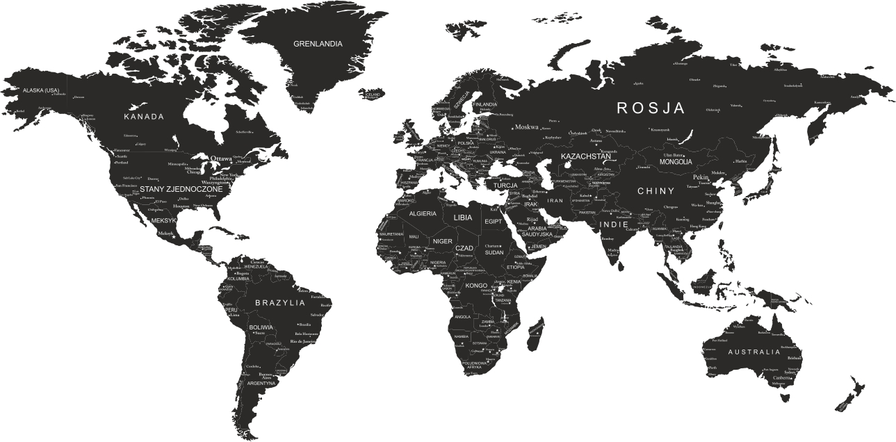 Nástenná nálepka Szeridan World Map 100 x 200 cm čierna