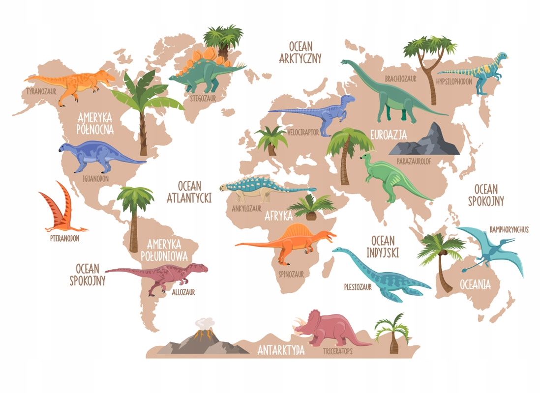 Nástenné nálepky Osom Domov mapa sveta dinosaury