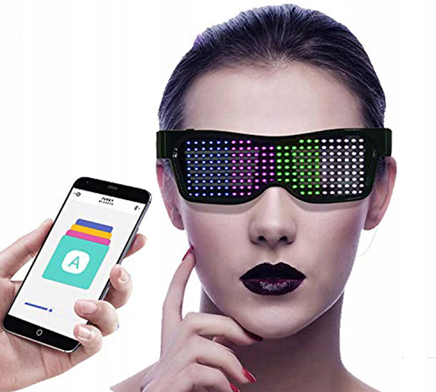 Kostým, maska - Okuliare LED žiariace pomocou zabudovanej techno batérie