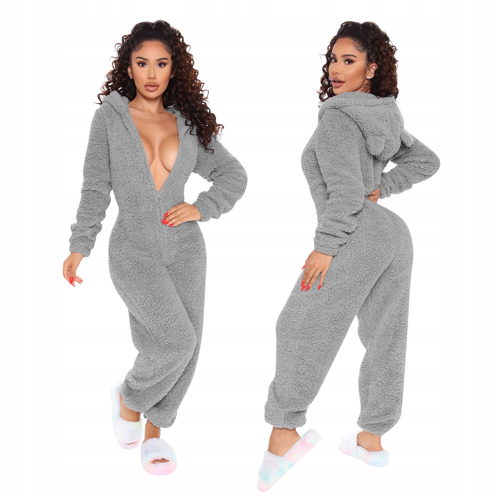 Kostým, maska - Onesie pyžama fleece kombinézy s dlhou klapkou