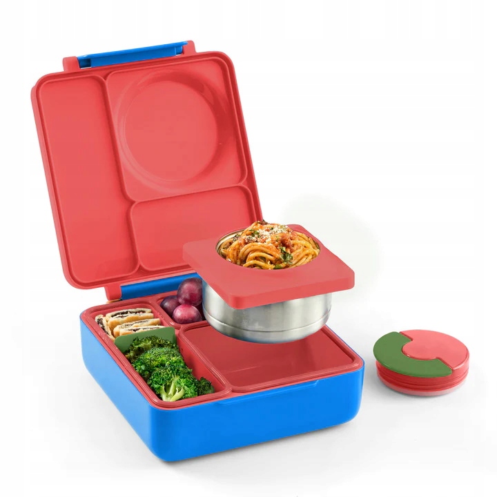 Detský desiatový box, fľaša - Omiebox Lunchbox s priehradkami na termosku na obed
