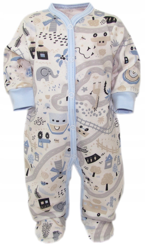 Dojčensky overal - PAJACKEK KAIA-BABY 74 ECRU, modrá, šedá