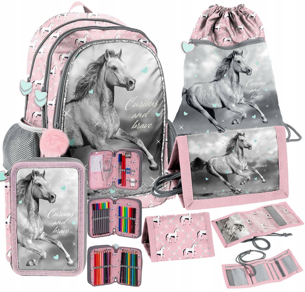 SET 5in1 Batoh School School School Bag s mačkou