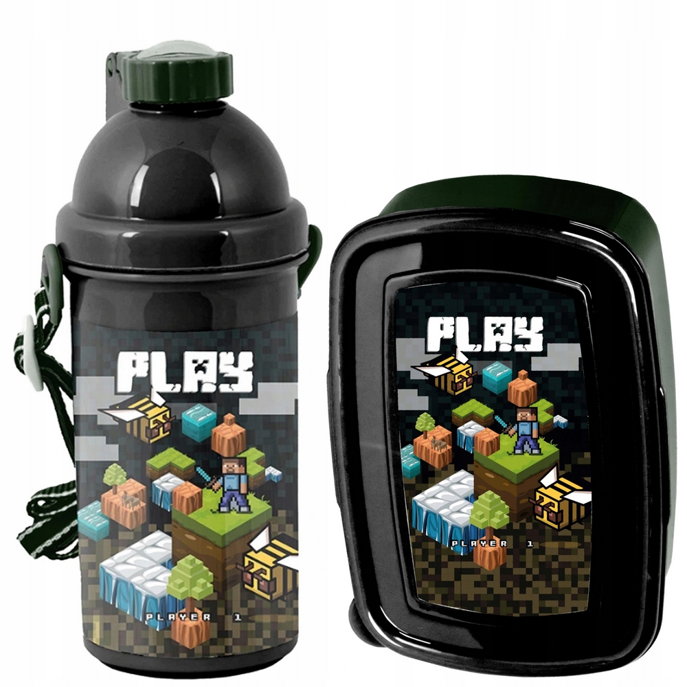 Detský desiatový box, fľaša - Paso Breakfast Set pre fanúšika hry Minecraft
