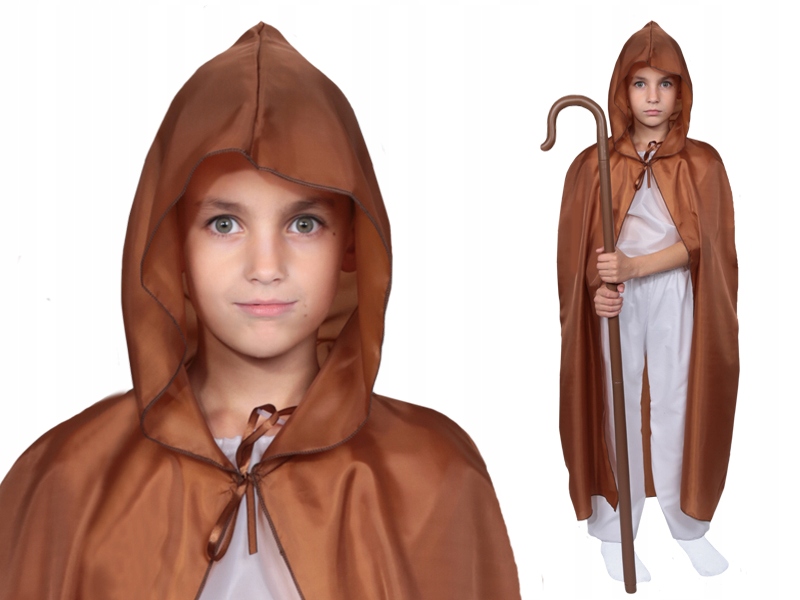 Kostým pre chlapca- Lilalo 84 cm hnedý mys s liilalou kapucňou