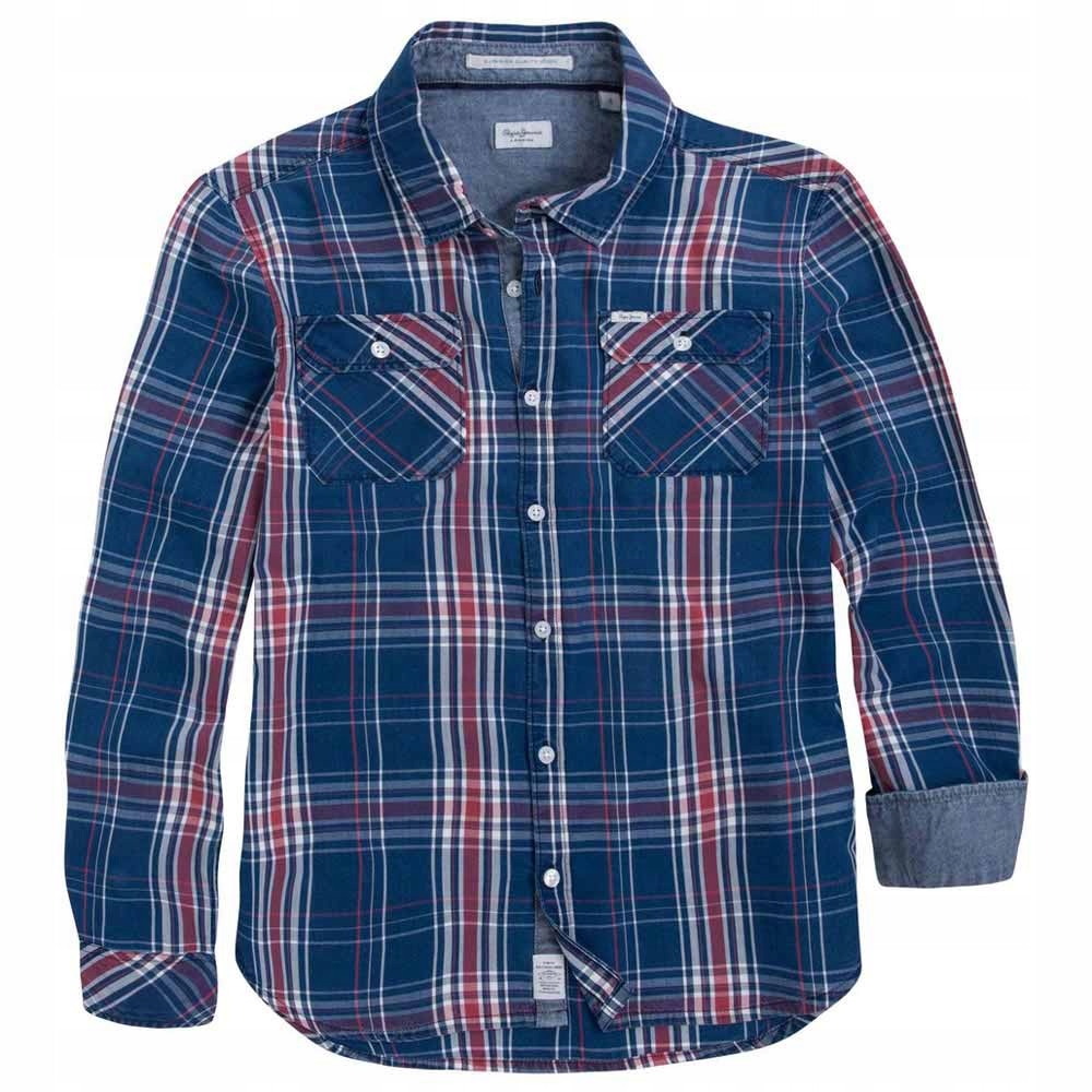 Detská košeľa - Detské košele Pepe Jeans Veľkosť 14 s dlhým rukávom modrá