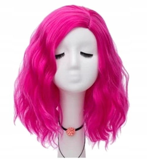 Kostým, maska - Peruka cosplay 40 cm bob glam rock fuchsia