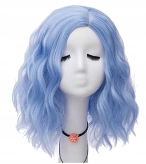 Kostým, maska - Peruka cosplay 40 cm bob glam rock svetlo modrá