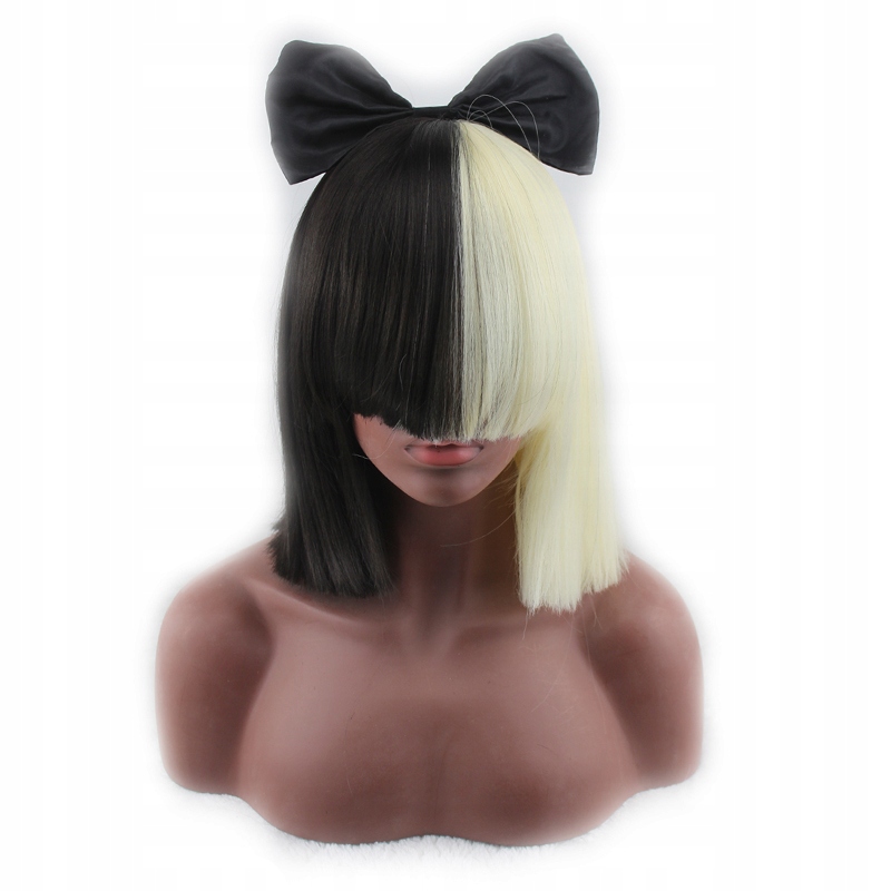 Kostým, maska - Parochňa sia dlhé vlasy 35 cm biela čierna W1
