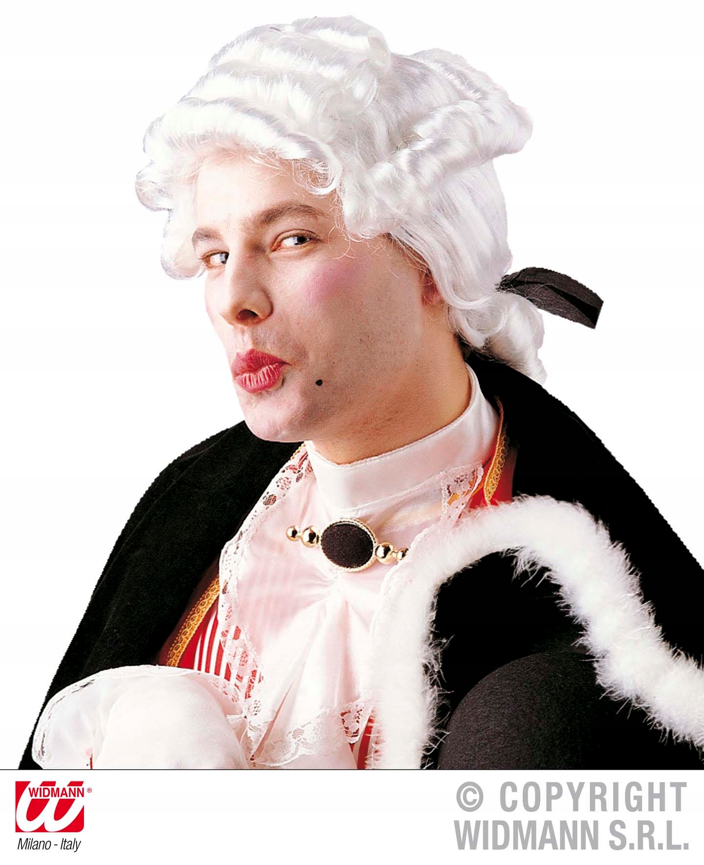 Kostým, maska - Parochňa napoly -dlhé vlasy tmavo šedá šírka kučeravého