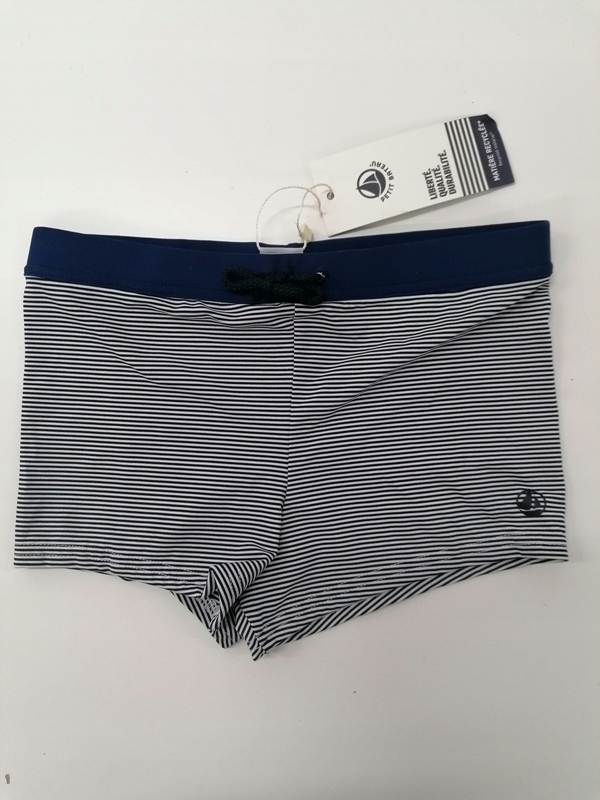 Detské plavky - Petit Bateau Boxers, 152 biela, námornícka modrá