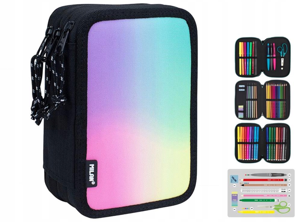 Školský peračník - Puzdro na 3-úroveň ceruzky s Milan Sunset Equipment ..