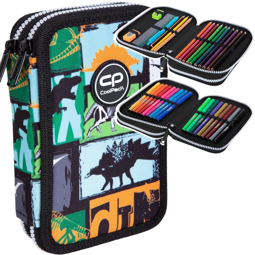 Školský peračník - DVOJITÝ COOLPACK PEČEŇA S VÝBAVOU DINOSAUR