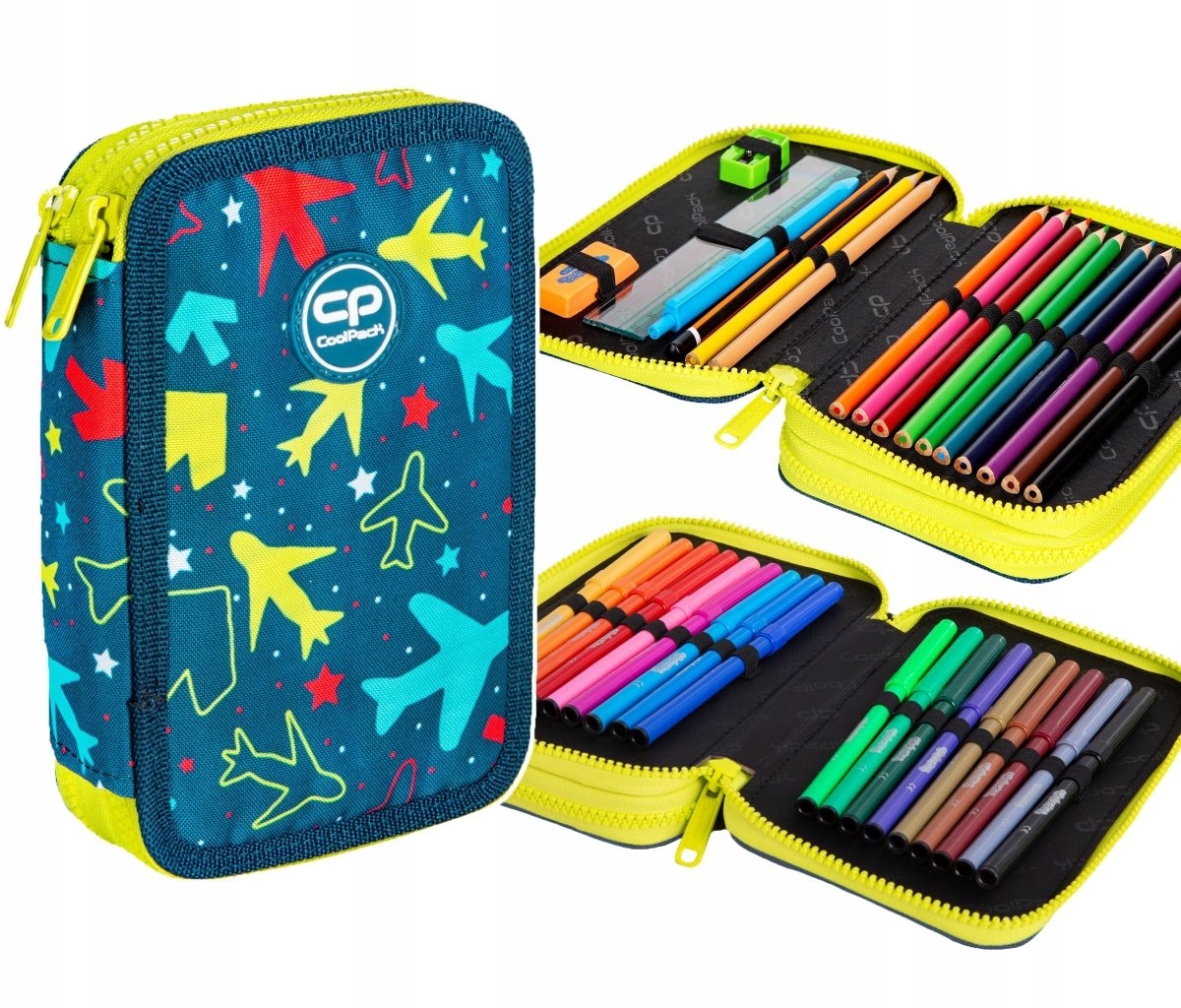 Školský peračník - Puzdro na ceruzku s dvoma chambermi s vybavením Sky Lets