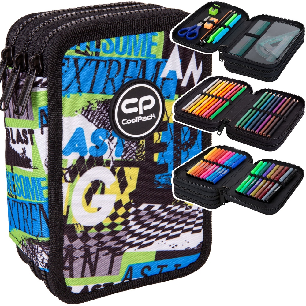 Školský peračník - Puzdro na ceruzku s 3-komisiou so zariadením Coolpack