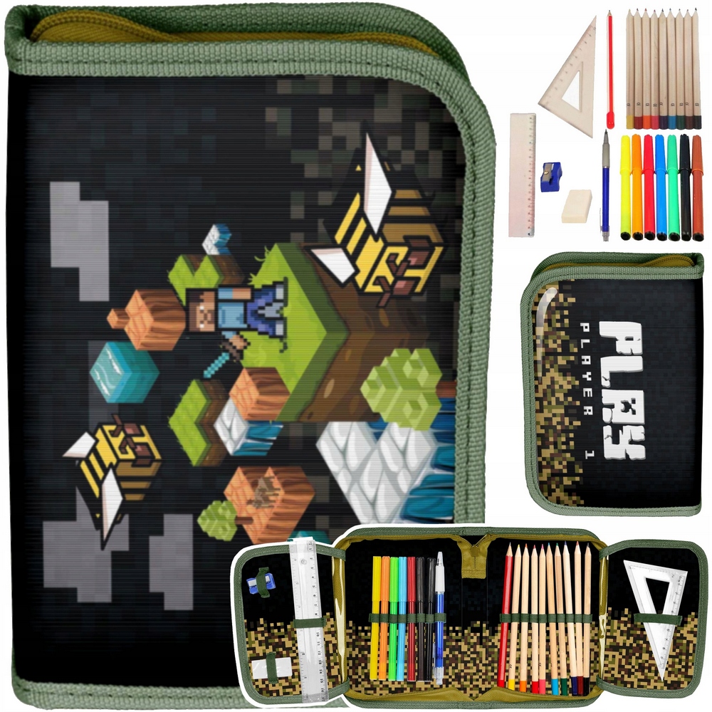 Puzdro na školskú ceruzku so zariadením pre ventilátor Minecraft