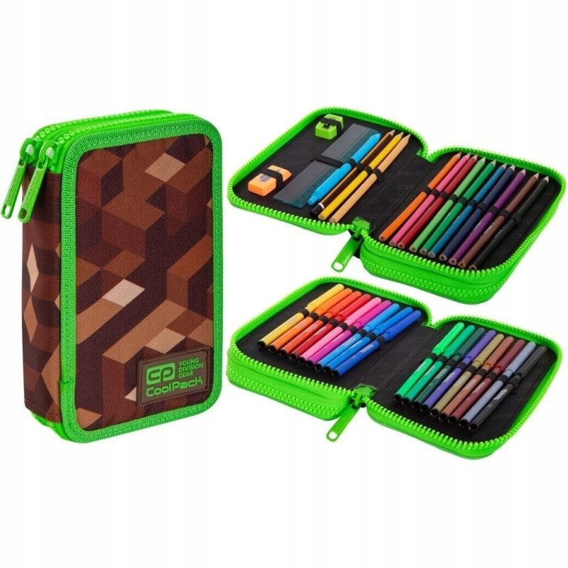 Školský peračník - Dva -Chamber Cencil Case Coolpack Blocks Game pre chlapca