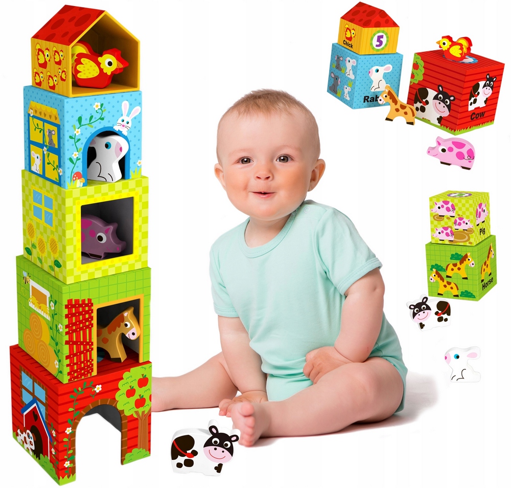 Skladačka - Pyramídová puzzle sa učí počítať farma woopie