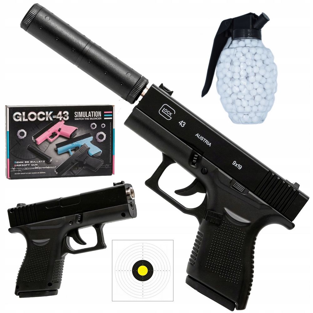 Detská pištoľ - Glock 43 + 800 guľôčkových guľôčok