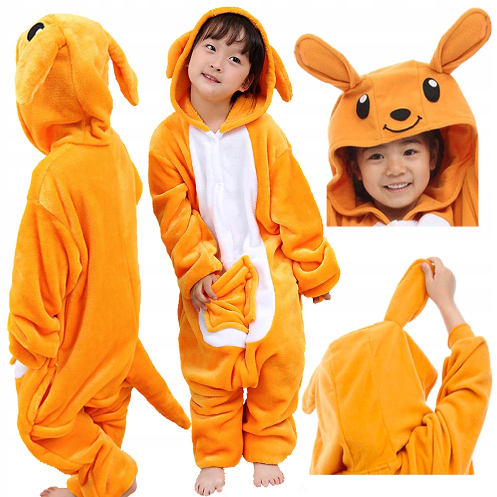 Pyžamo, župán - Onesie (kombinézy) memar veľkosť 140 biela, oranžová