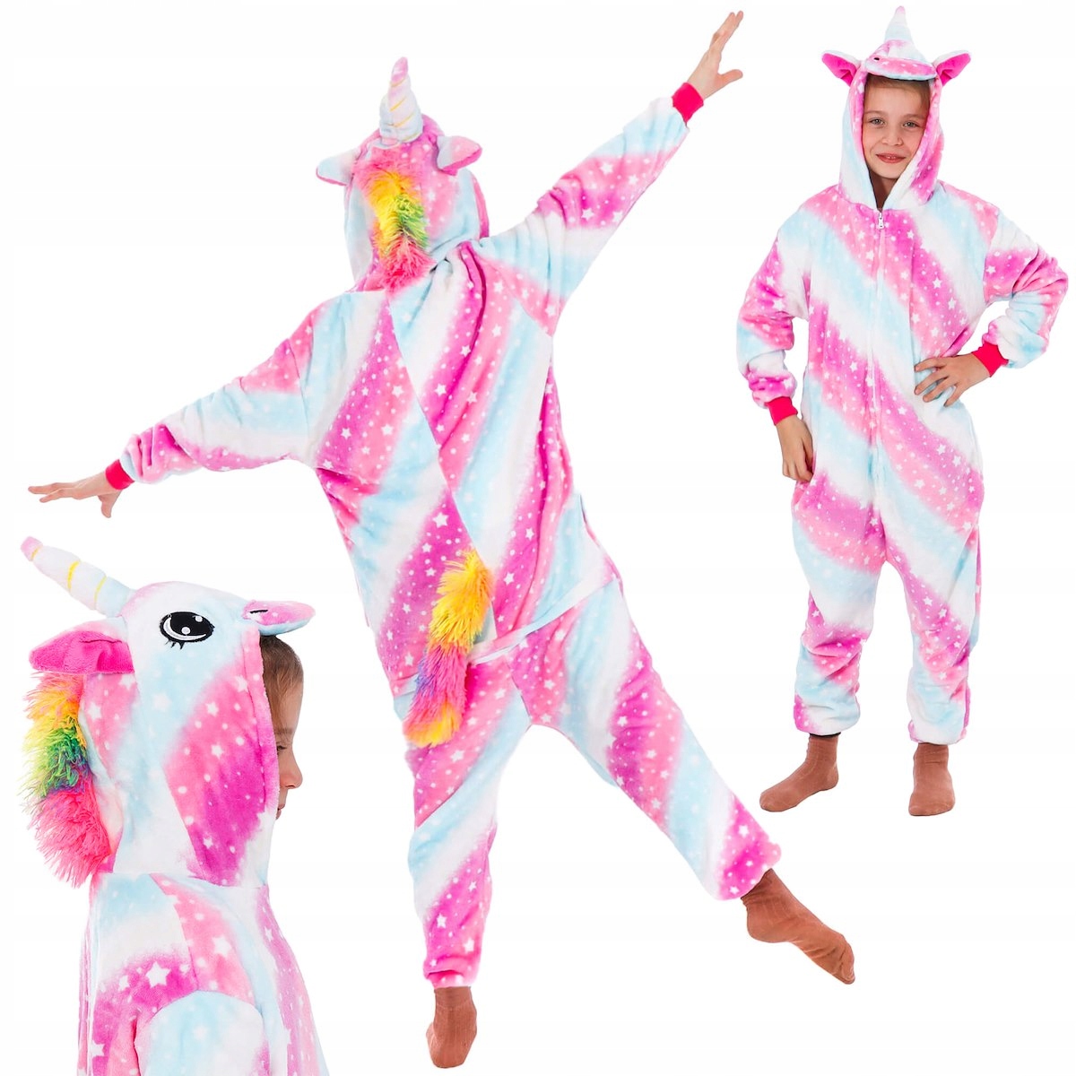 Pyžamo, župán - Onesie (kombinéza) Springos veľkosť 140 modrá, ružová