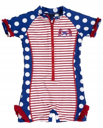 Detské plavky - Jeden -kus herie outfit. 104 biela, červená, námornícka modrá